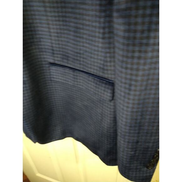 Gianpaul Men's 42R Blazer Modern Fit Blue Black Velvet Check Lined formal prof - Picture 4 of 16